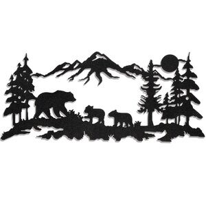 Metal Bear Wall Art Forest Mountain Bear Woodland Decor Rustic Animal Hunting